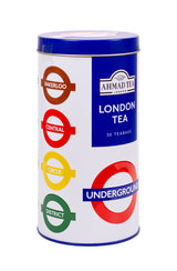 Ahmad Tea London Underground TFL Caddy with Black Tea 30 Teabags - Left Side of Caddy