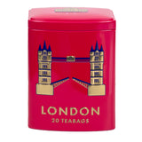 Ahmad Tea Colourful London Caddy with English Breakfast Tea 20 Teabags - Back of caddy