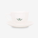 Ahmad Tea Porcelain White Teacup & Saucer - Front of teacup and saucer