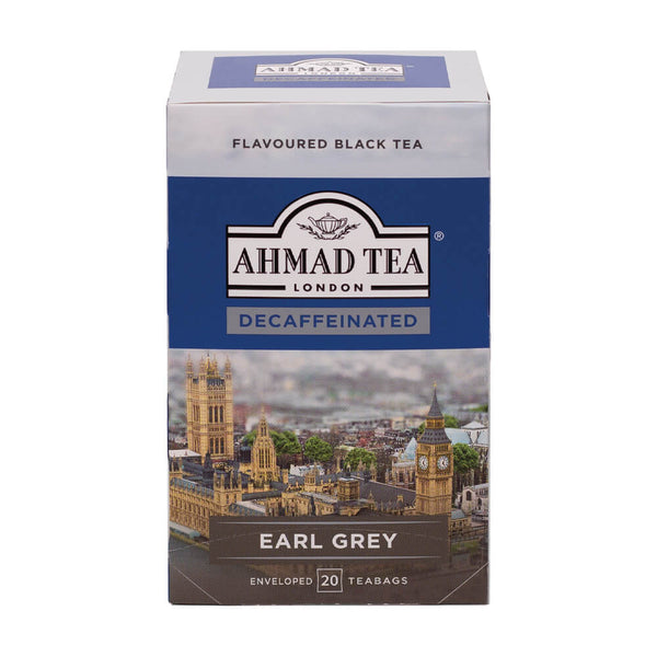 Ahmad Tea Decaffeinated Earl Grey Tea  20 Teabags - Front of box