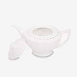 Ahmad Tea Porcelain White Teapot in Large - Teapot and lid from side angle