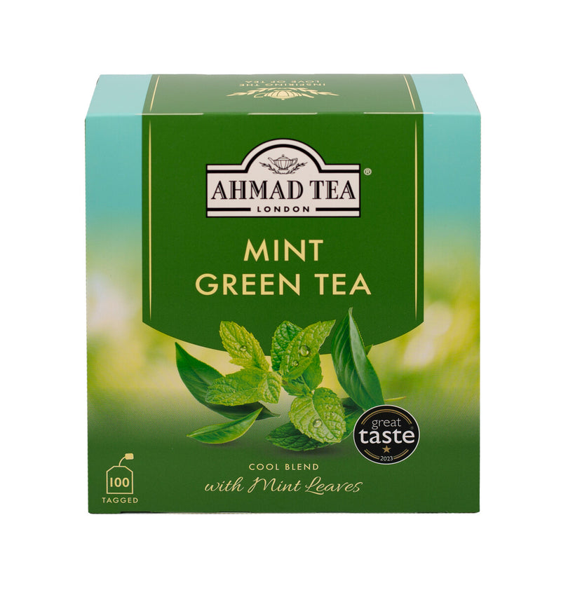 Ahmad Tea Mint Green Tea 100 Teabags - Front of box