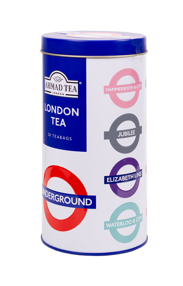 Ahmad Tea London Underground TFL Caddy with Black Tea 30 Teabags - Side of Caddy