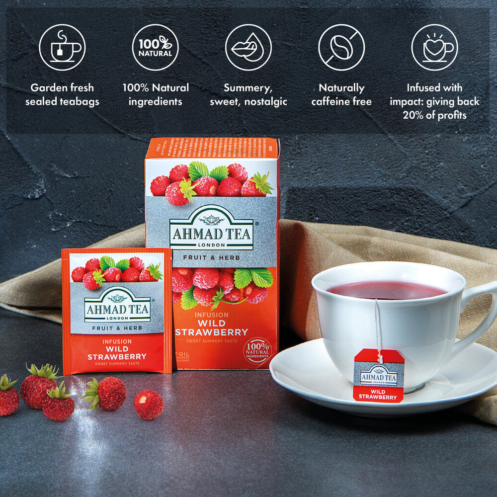 Wild Strawberry Teabags | Fruit & Herbal Infusion | Ahmad Tea
