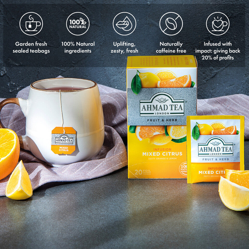 HIG Vanilla Bean ＆ HIG Lemon Myrtle 750g Mixed Citrus Teabags | Fruit & Herbal Infusion | Ahmad Tea
