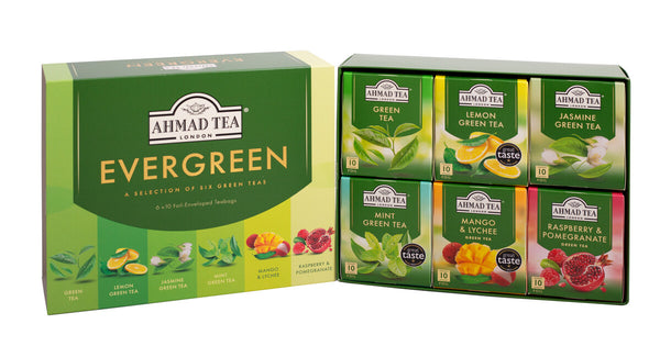 Ahmad Tea Evergreen Selection 60 Teabags - Inside of  the box