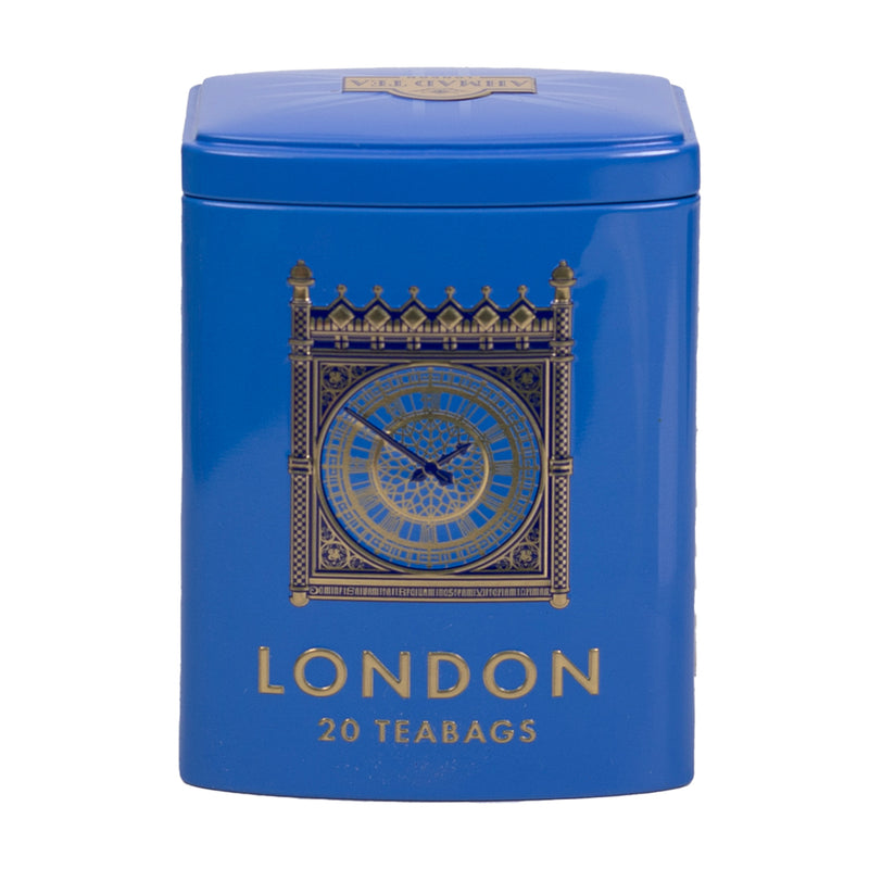 Ahmad Tea Colourful London Caddy with Earl Grey Tea  20 Teabags - Front of Caddy