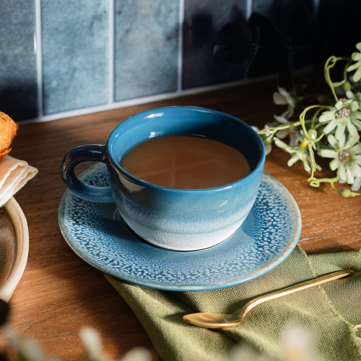 Sass & Belle Blue Mojave Tea Cup & Saucer Set – 250ml