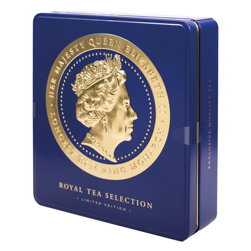 Royal Blue Cameo Tea Gift Caddy | 4 Tea Blends | Ahmad Tea