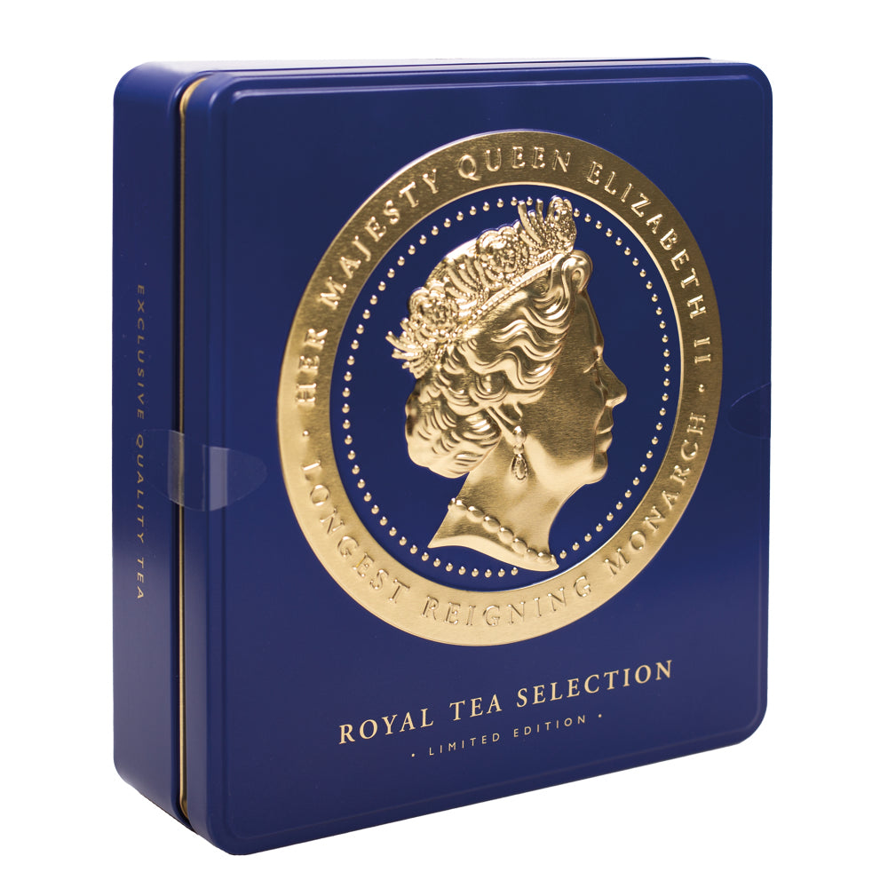 Royal Blue Cameo Tea Gift Caddy | 4 Tea Blends | Ahmad Tea