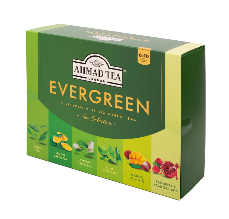 Ahmad Tea Evergreen Selection 60 Teabags - Side of box