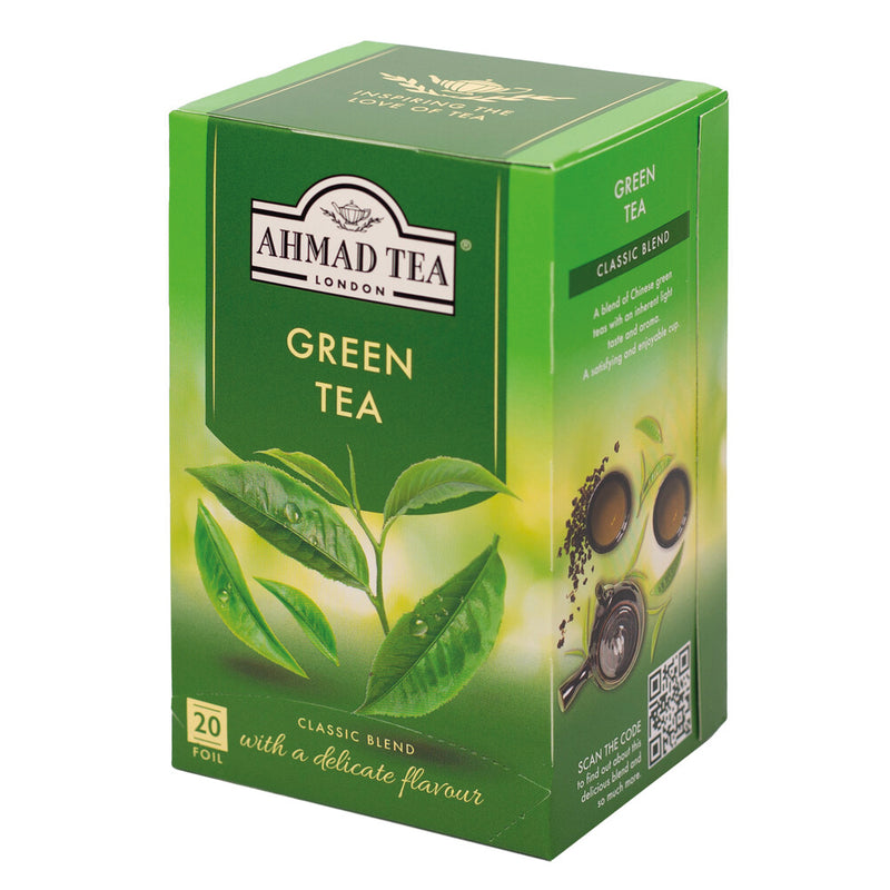 Ahmad Tea Green Tea 20 Teabags - Side of box
