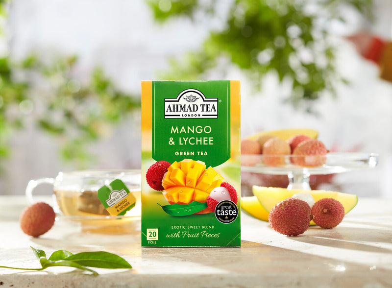 Mango & Lychee Green Tea - box on summer table