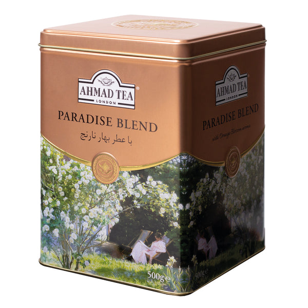 Paradise Blend - 500g Loose Leaf Tea side of caddy