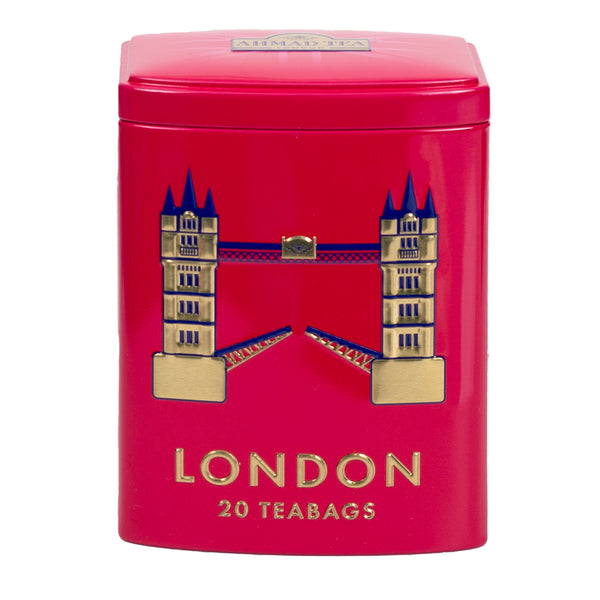 Ahmad Tea Colourful London Caddy with English Breakfast Tea 20 Teabags - Back of caddy