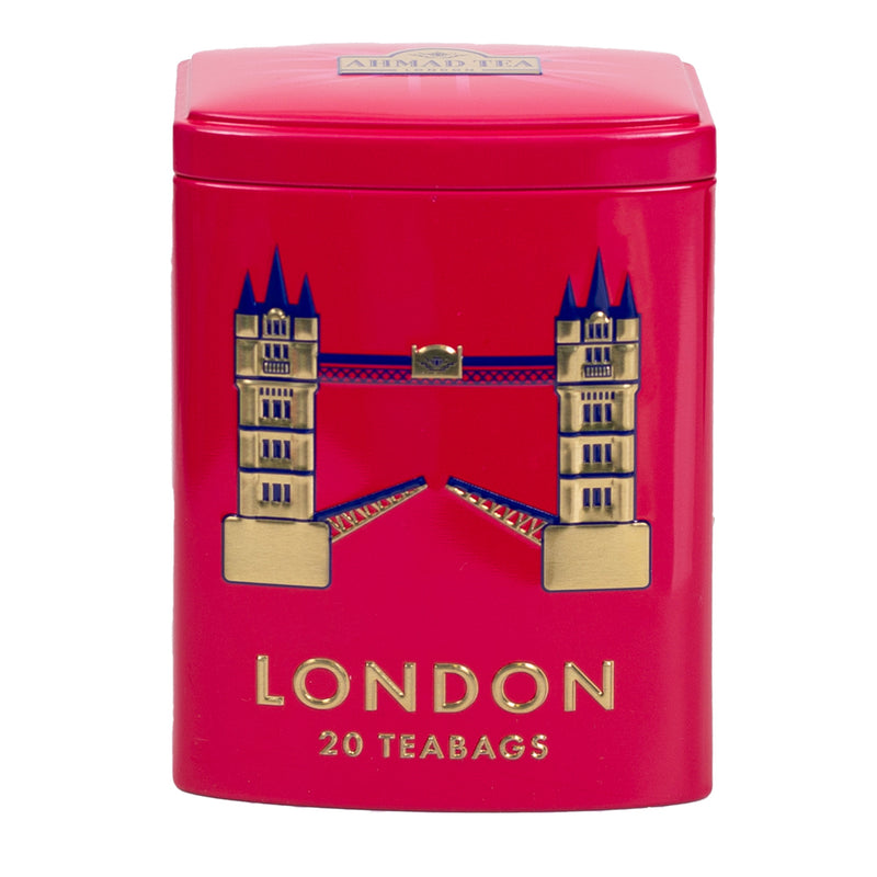 Ahmad Tea Colourful London Caddy with English Breakfast Tea 20 Teabags - Back of caddy