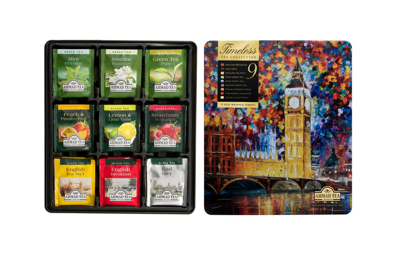 Ahmad Tea Timeless Tea Collection of Black, Fruit & Green Teas  72 Teabags - Open Caddy