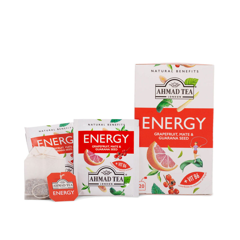 Grapefruit, Mate & Guarana Seed "Energy" Infusion 20 Teabags- Box, envelopes and teabag