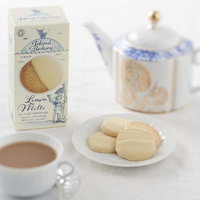 Island Bakery Shortbread Biscuits - Open box on laid table