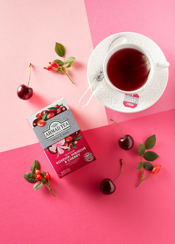 Rosehip, Hibiscus & Cherry 20 Teabags - Lifestyle image