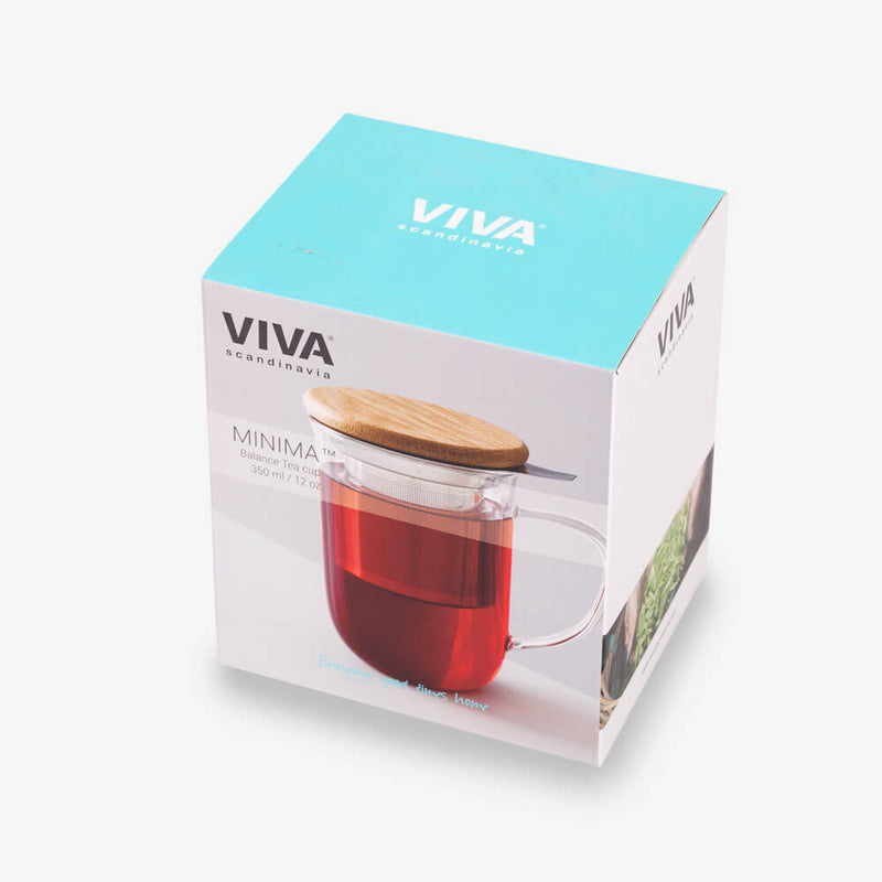 Viva Scandinavia Minima Balance Glass Teacup - Side angle of box