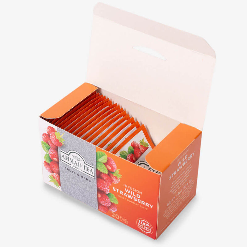 6 Packs of 20 Foil Teabags - Open box on side