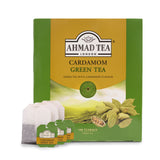 Cardamom Green Tea 100 Tagged Teabags - Box and teabags