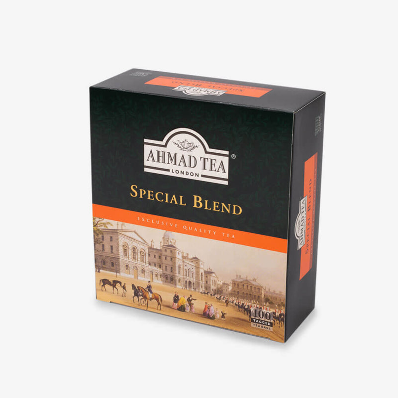Ahmad Tea Special Blend 100 Teabags - Side angle of box