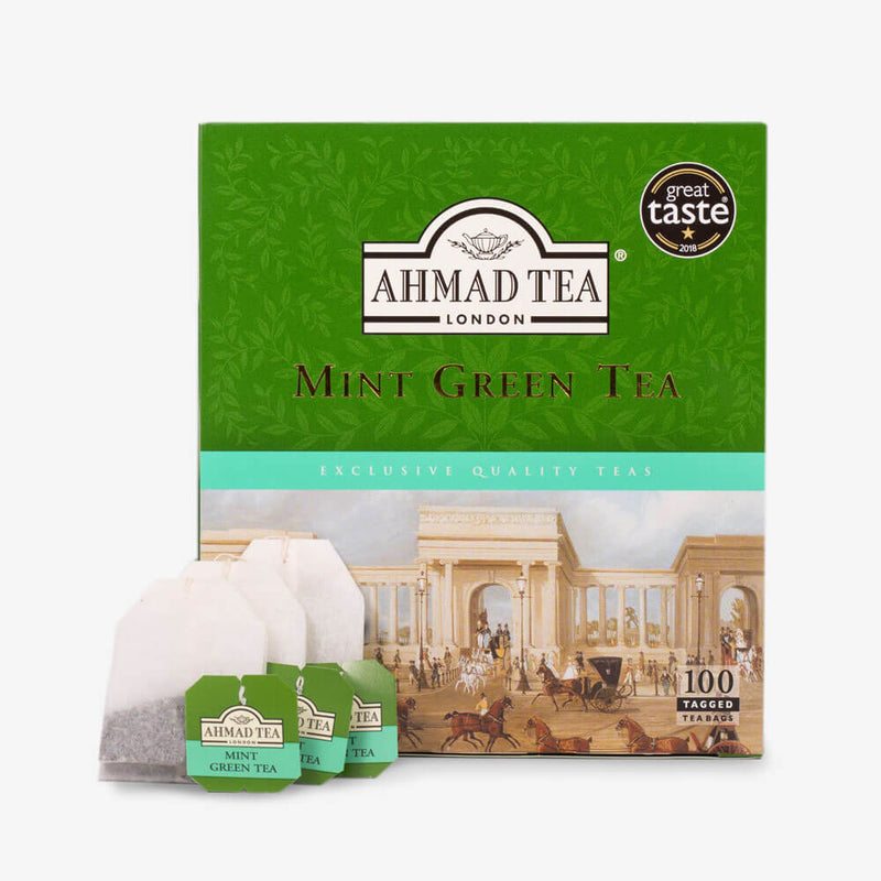 Mint Green Tea 100 Teabags - Box and teabags
