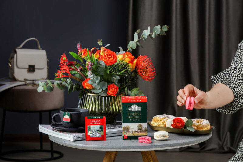 Ahmad Tea English Breakfast 20 Teabags -  box on the afternoon tea table