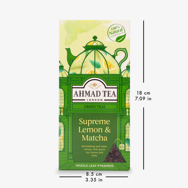 15 Pyramid Teabags - Box with dimensions