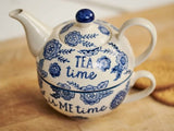 Sass & Belle Blue Willow Floral Teapot for One