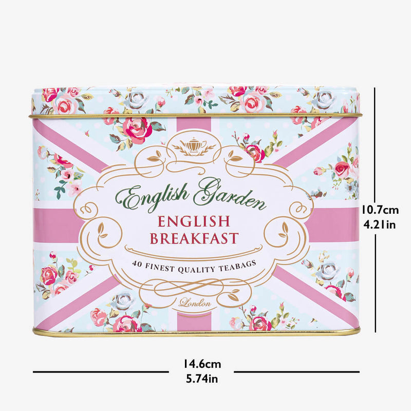English Breakfast Tea in English Garden Caddy - Caddy with dimensions