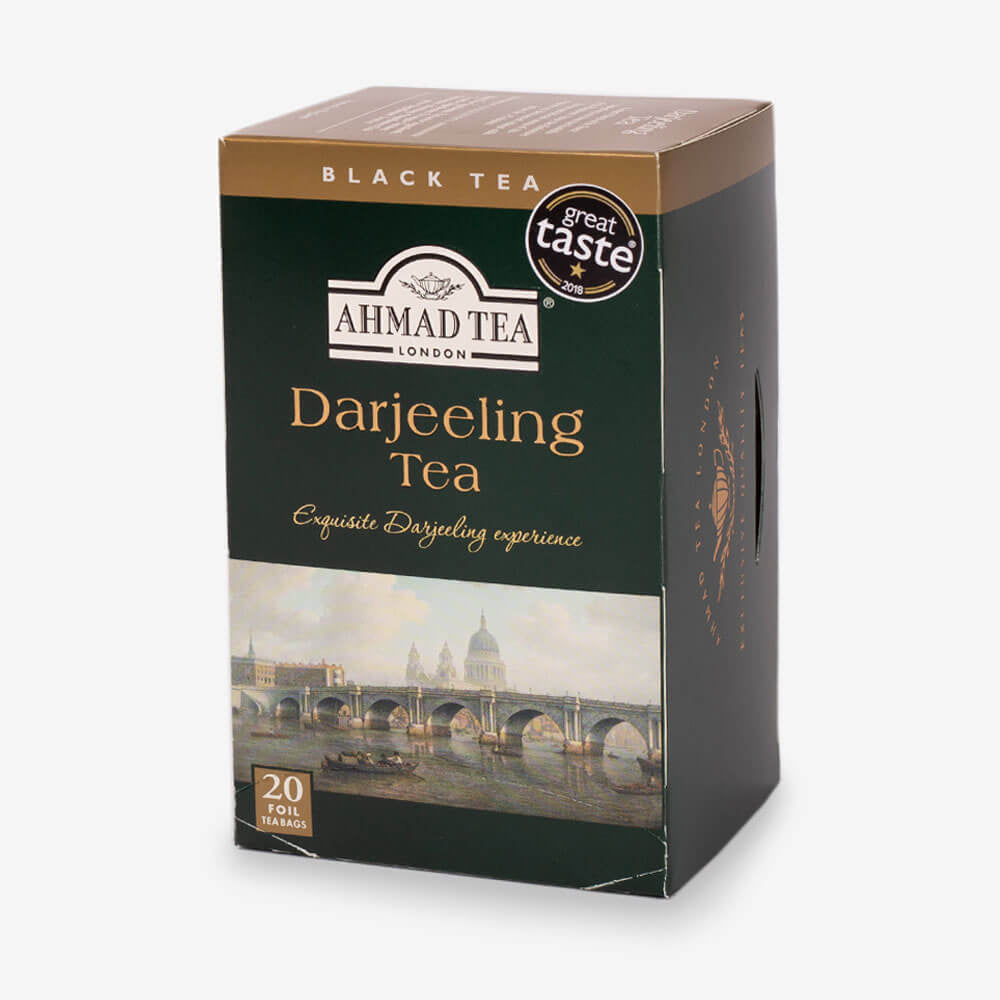 Ahmad Tea Darjeeling Tea 20 Teabags - Side angle of box
