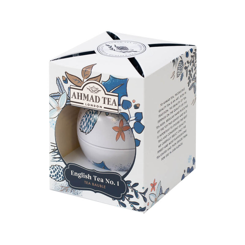 Twilight Xmas Bauble in White - Side angle of box