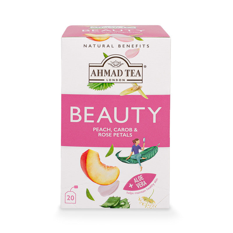Peach, Carob & Rose Petals "Beauty" Infusion 20 Teabags - Front of box