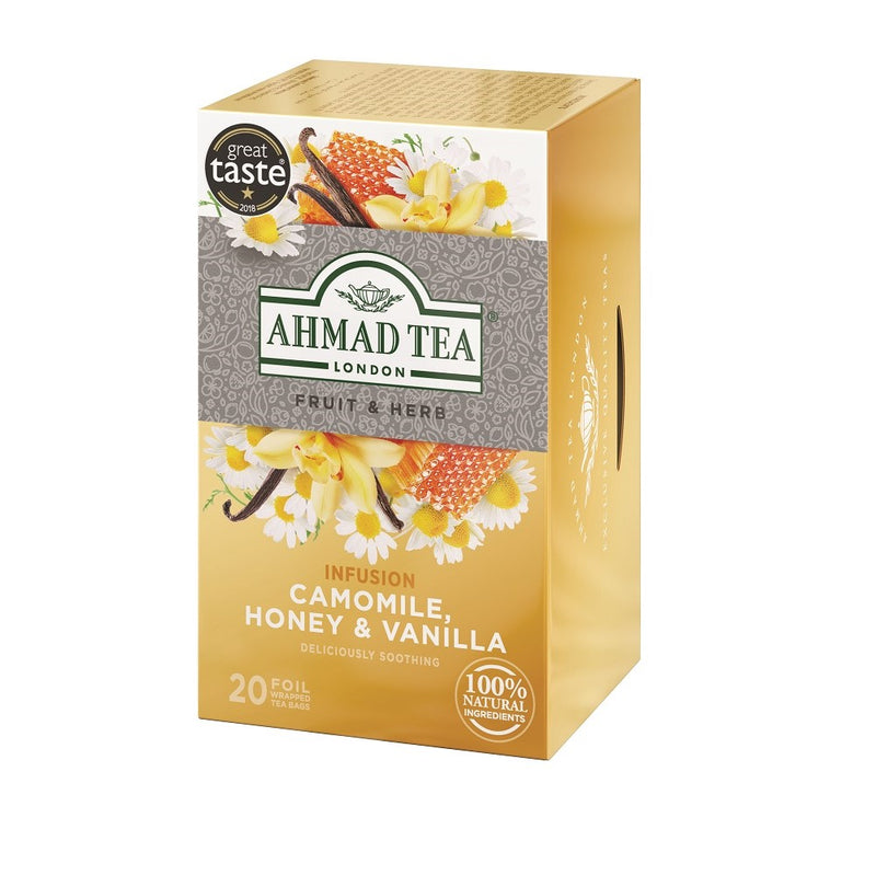 Camomile, Honey & Vanilla 20 Teabags - Side angle of box
