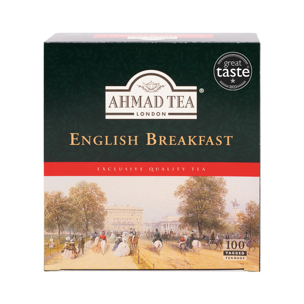 Ahmad Tea English Breakfast 100 Tagged Teabags - Front of box