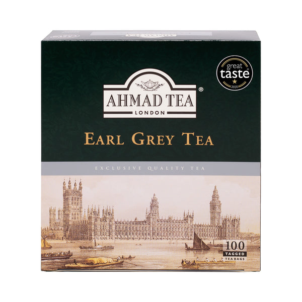 Ahmad Tea Earl Grey Tea 100 Teabags - Front of box