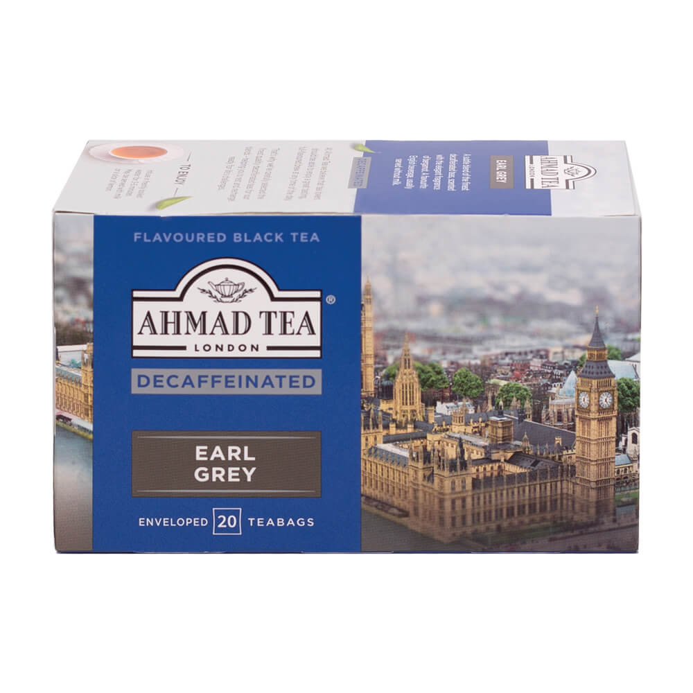 Ahmad Tea  Decaffeinated Earl Grey Tea 20 Teabags - Side of box