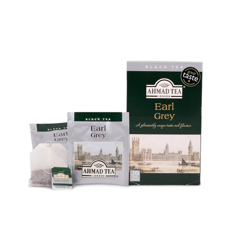 Ahmad Tea Earl Grey 20 Teabags - Box, envelope and teabags