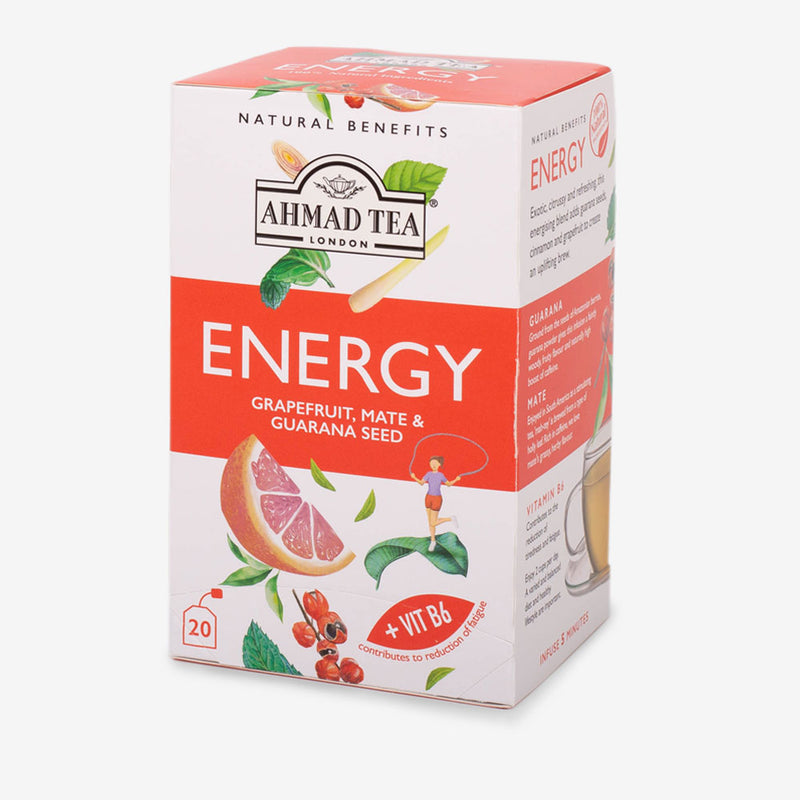 Grapefruit, Mate & Guarana Seed "Energy" Infusion 20 Teabags - Side angle of box