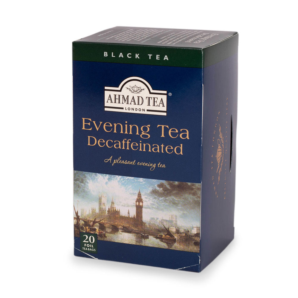 Ahmad Tea Evening Tea Decaffeinated  20 Teabags - Side angle of box