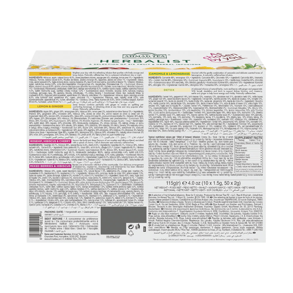 Herbalist Selection of 6 Fruit & Herb Infusions - 60 Teabags