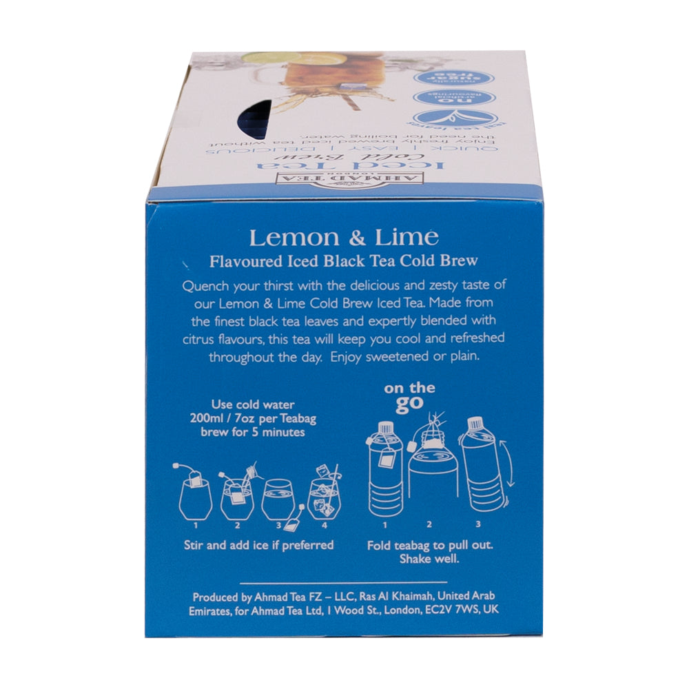 Lemon & Lime Iced Tea Cold Brew 20 Teabags - Side of box