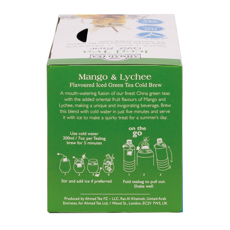 Mango & Lychee Iced Tea Cold Brew 20 Teabags - Side of box