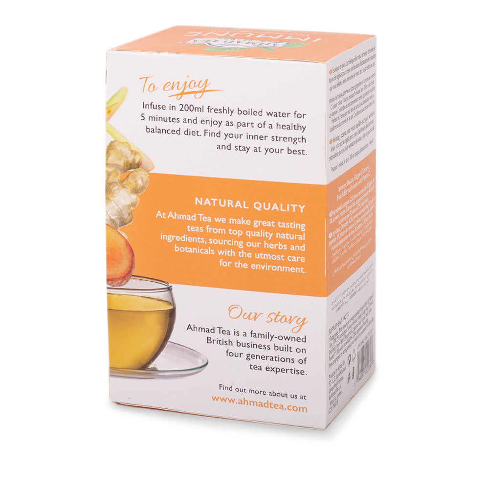 Lemon, Ginger & Turmeric "Immune" Infusion 20 Teabags - Back angle of box