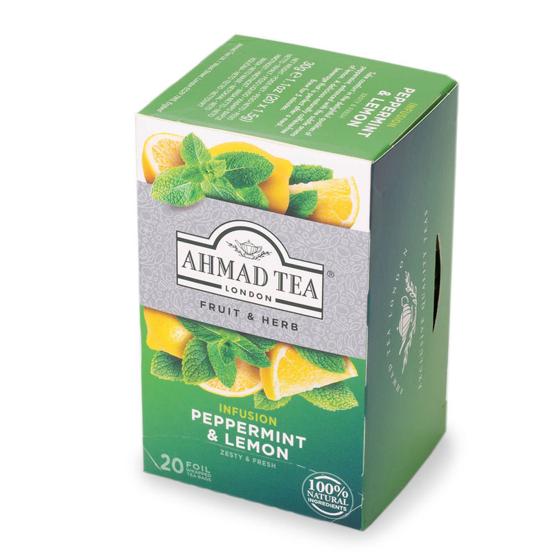 Peppermint & Lemon 20 Teabags - Side angle of box