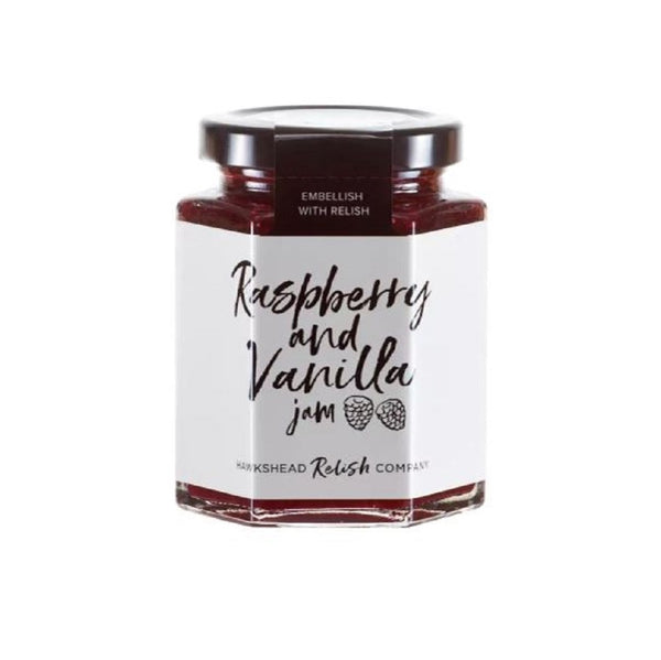 Hawkshead Relish Company Raspberry & Vanilla Jam - Front of jar