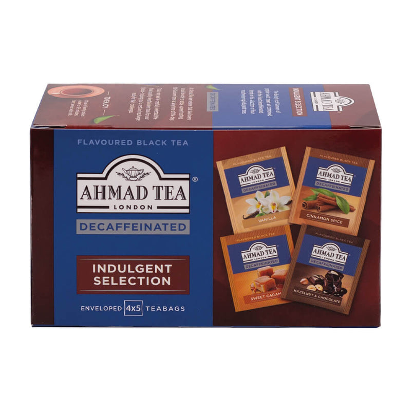 Decaffeinated Indulgent Selection of 4 Black Teas 20 Teabags - Side of box